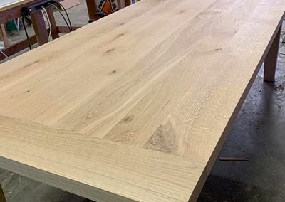 image of farmhouse white oak plank dining table