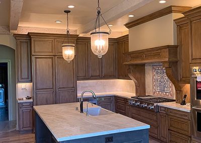 image of rustic hand painted kitchen cabinetry